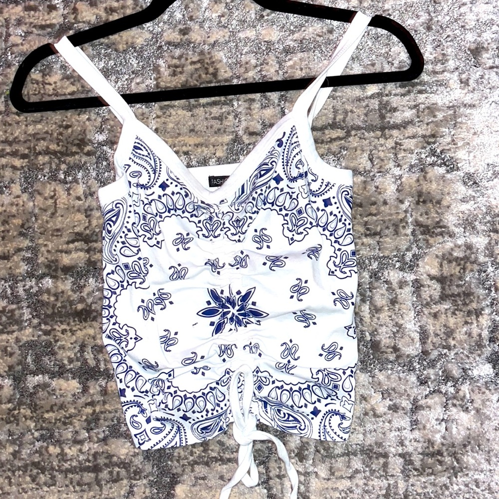 FASHION NOVA From The Block Tank Top- Navy/Blue Combo